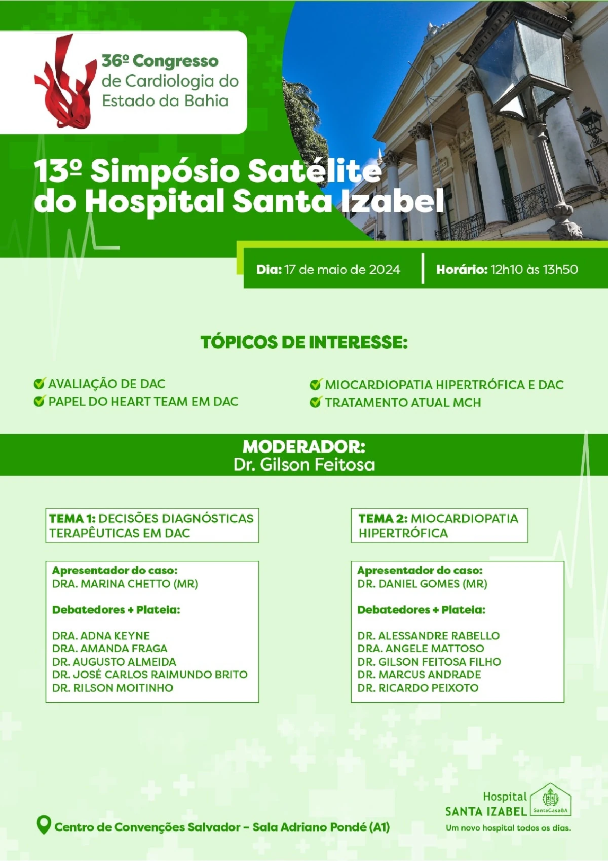 Simpósio reúne especialistas do Hospital Santa Izabel e é destaque do 36º Congresso de Cardiologia da Bahia