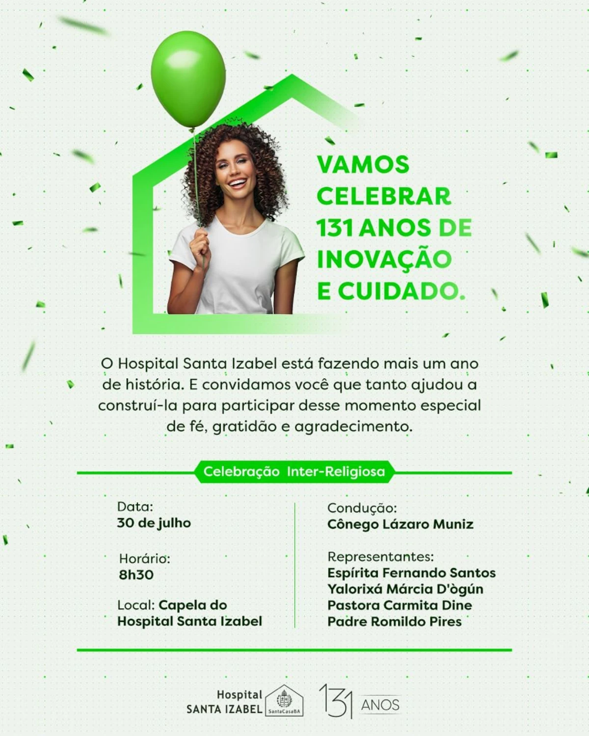 Celebração inter-religiosa comemora 131 anos do Hospital Santa Izabel Celebração inter-religiosa comemora 131 anos do Hospital Santa Izabel